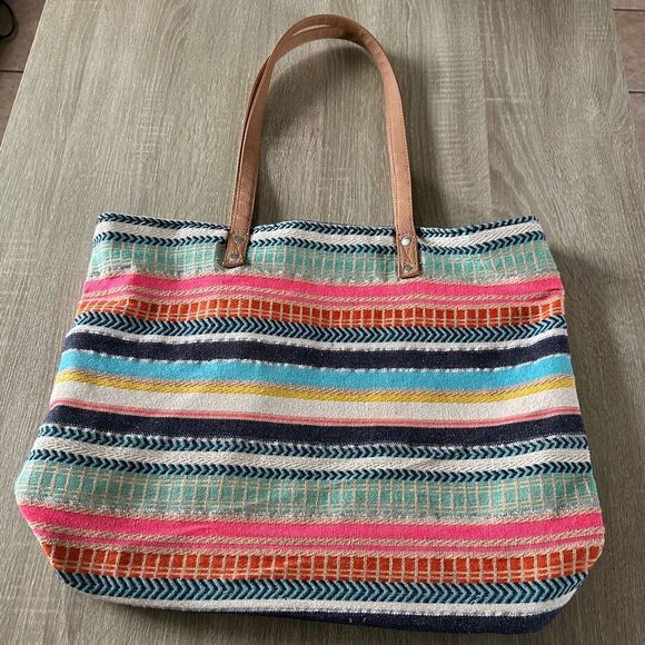 NWOT … Colorful Striped Tote Bag - Picture 1 of 4